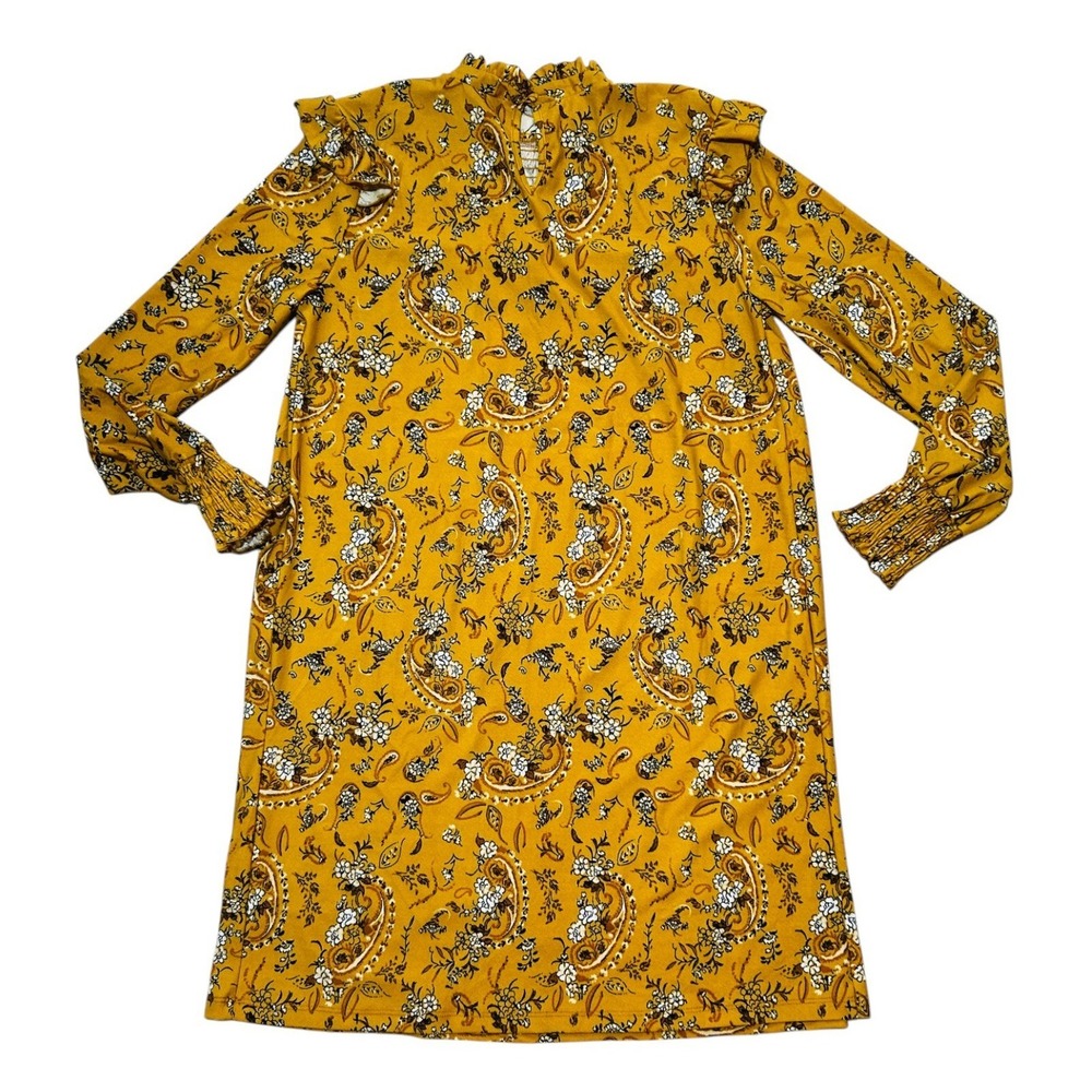 Madison + Hudson Gold Prairie Smocked Dress Size M Cottagecore Boho Country - Picture 10 of 13